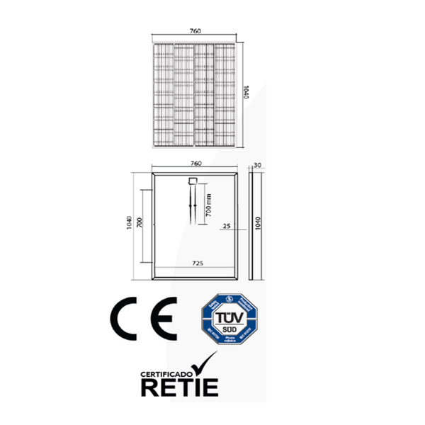 PANEL SOLAR MONOCRISTALINO 160W POWEST