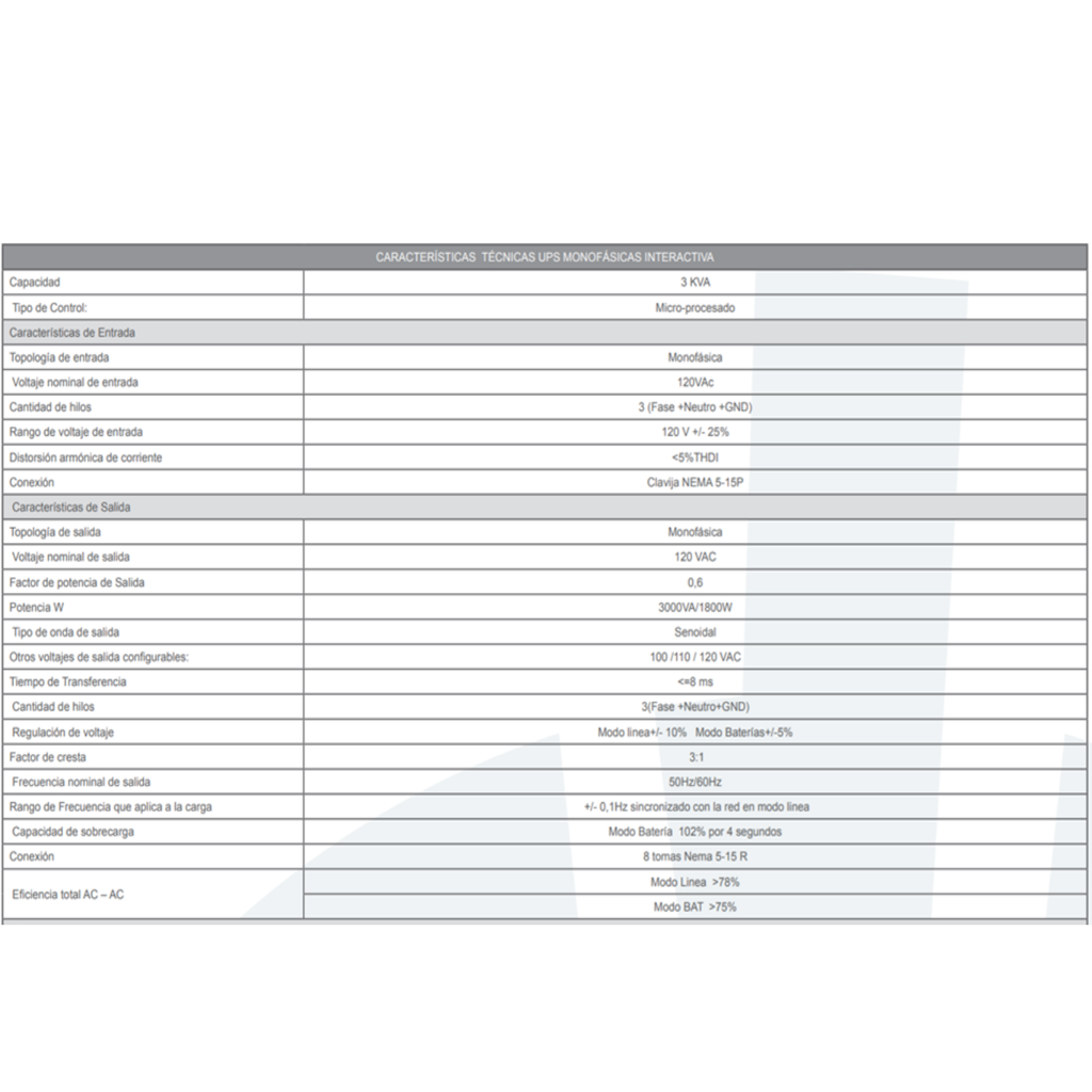 UPS INTERACTIVA 3KVA 1800W POWEST