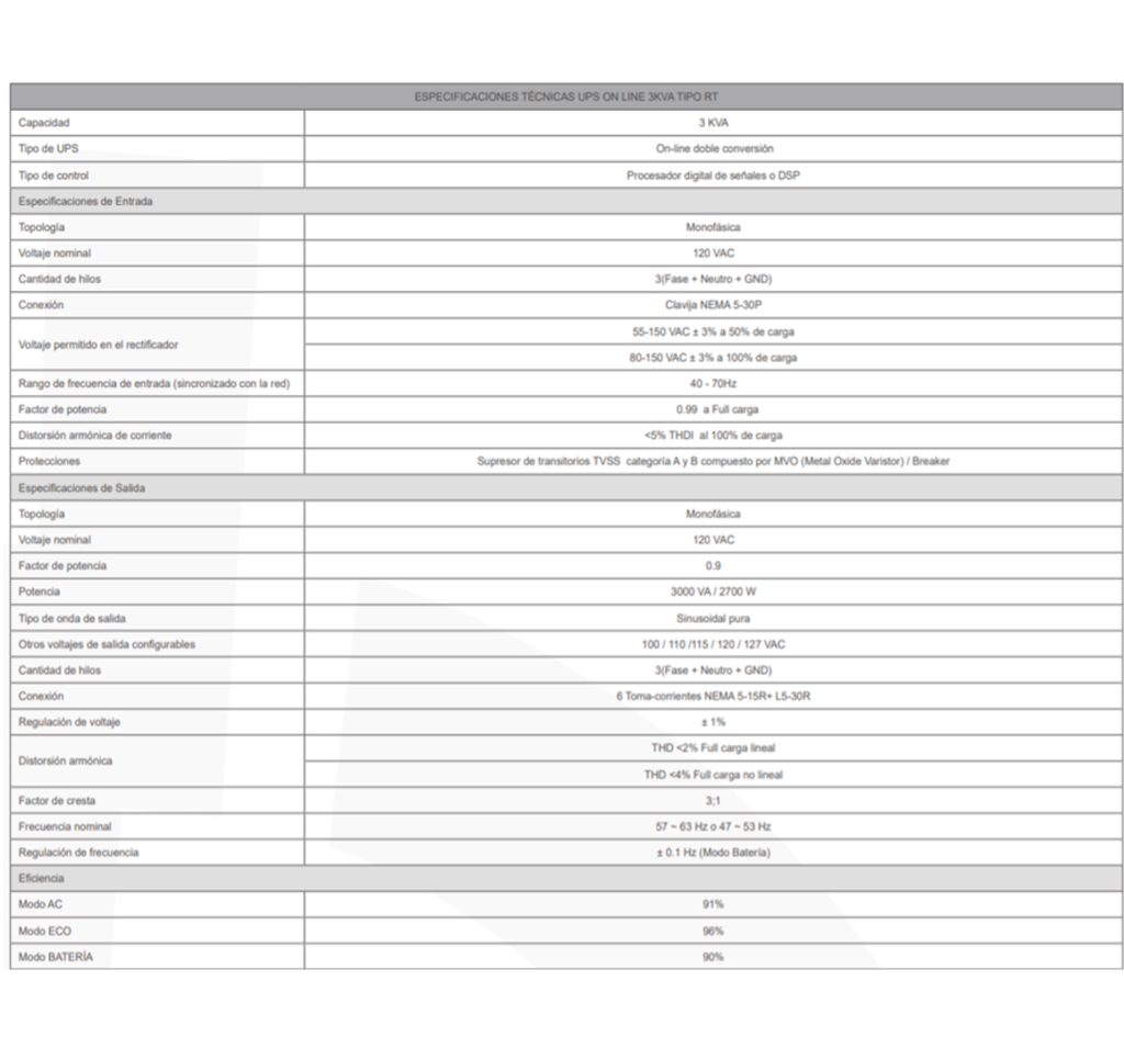 UPS TIPO RACK ONLINE 3KVA POWEST