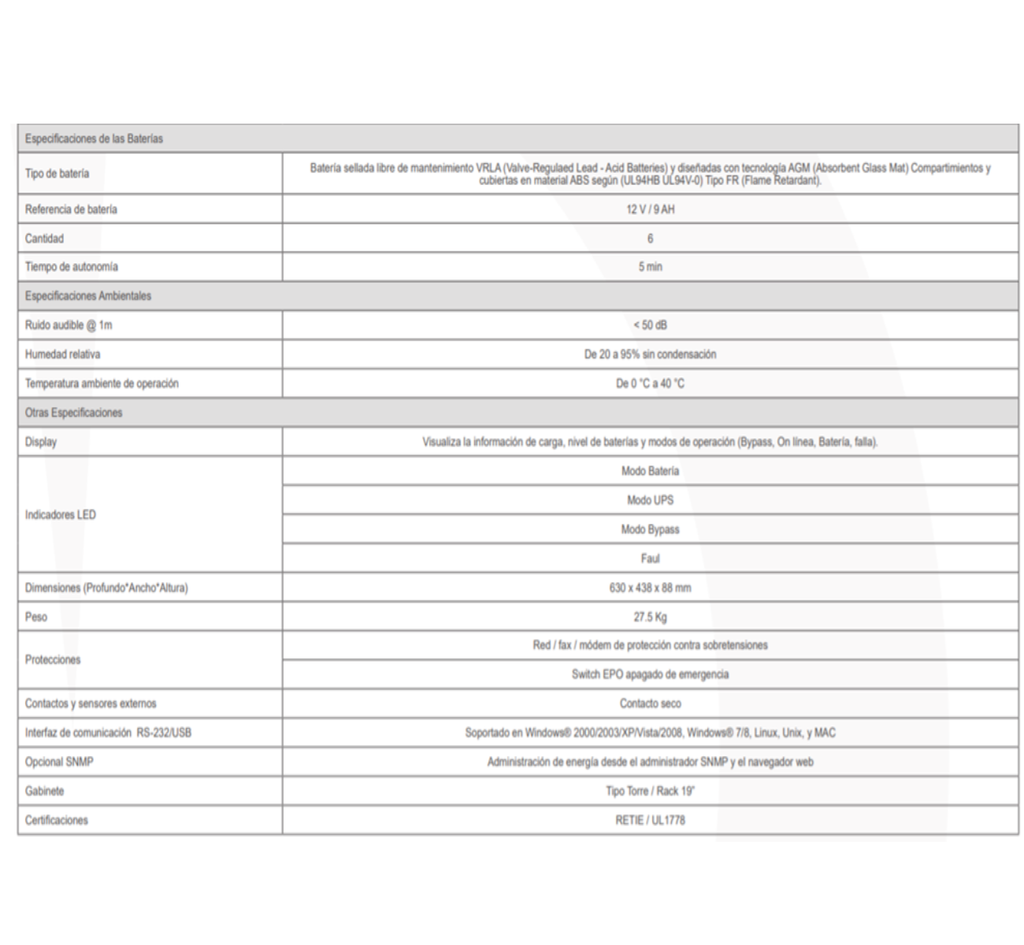 UPS TIPO RACK ONLINE 3KVA POWEST