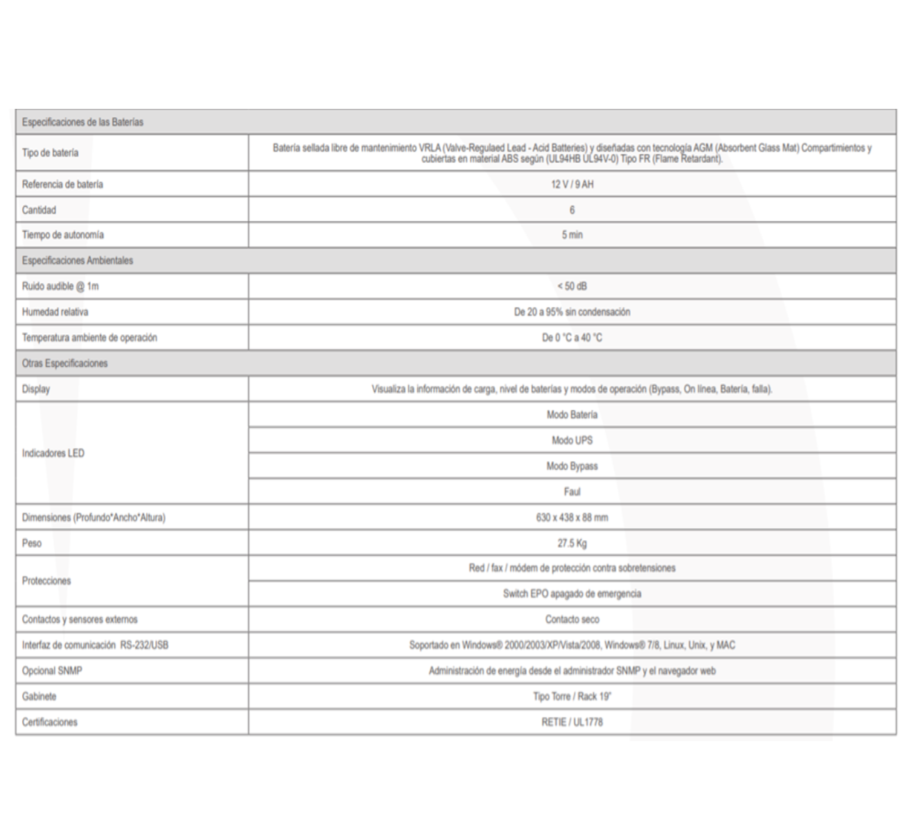 UPS TIPO RACK ONLINE 3KVA POWEST