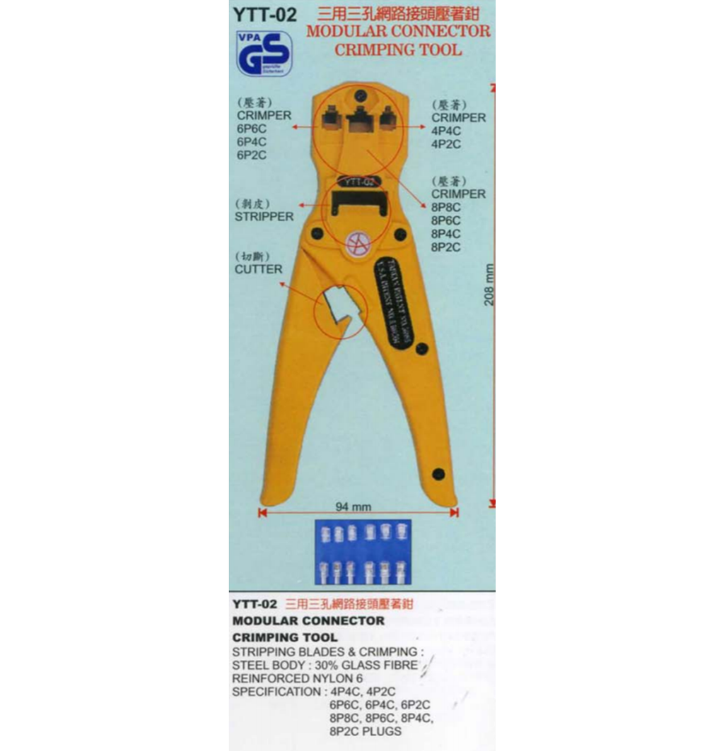 PONCHADORA PLUG RJ45/RJ11/RJ10